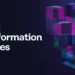 graphic of purple cubes with light blue highlights visualising digital transformation services